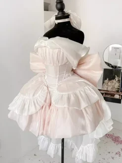 Robe Lolita nouée à épaules dénudées robe de princesse Sweet Fairy JSK n艙ud tour de cou et brassards