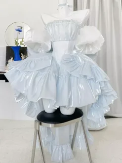 Robe Lolita nouée à épaules dénudées robe de princesse Sweet Fairy JSK n艙ud tour de cou et brassards