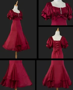 Robe Lolita OP À Lacets À Volants Robe Une Pièce Lolita À Manches Courtes Bordeaux