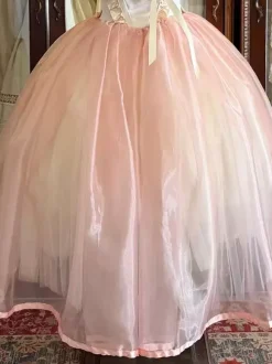 Robe Lolita rose féerique à bretelles à volants et lacets roses robe de ballet Sweet Lolita pour goûter.