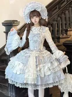 Robe Lolita rose Hime en dentelle à volants JSK courte Sweet Lolita