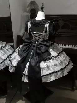 Robe Lolita Sweet bleu ciel clair à lacets et n艙uds manches courtes