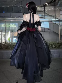 Robe Lolita Sweet Fairy Hime Bank Bandage sans manches à volants Robe Lolita rose