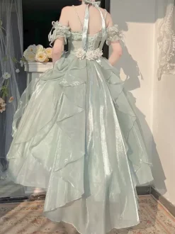 Robe Lolita Sweet Fairy Hime Bank Bandage sans manches à volants Robe Lolita rose