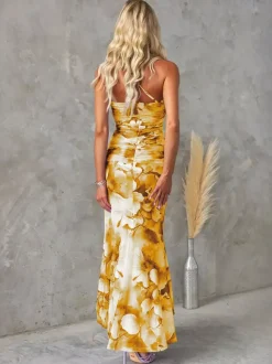 Robe longue asymétrique à imprimé floral pour femme 2026