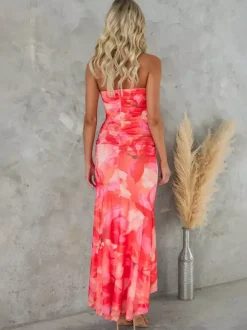 Robe longue asymétrique à imprimé floral pour femme 2026