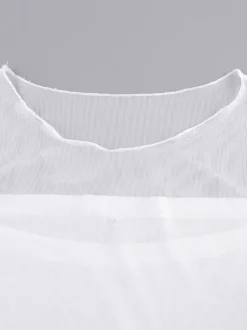 Robe longue blanche à manches longues et col rond pour femme taille naturelle style Daily Dresses