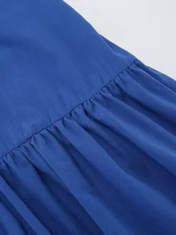 Robe longue bleu roi 100 % coton pour femme - Robe d'été à bretelles croisées dans le dos - Robe de plage à col en V - Collection 2026