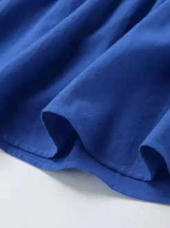 Robe longue bleu roi 100 % coton pour femme - Robe d'été à bretelles croisées dans le dos - Robe de plage à col en V - Collection 2026