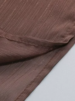 Robe longue bohème à épaules dénudées pour femme - Robe longue marron à volants en mousseline de soie taille smockée et manches longues étagées - Idéale pour une soirée romantique à la plage (2026)