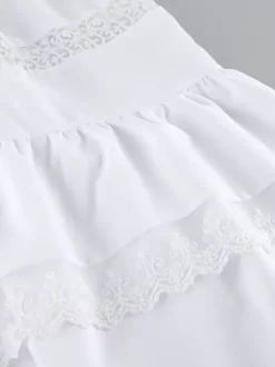 Robe longue bohème à volants pour femme - Robe d'été chic en dentelle blanche à encolure carrée - Vacances d'été à la plage 2026