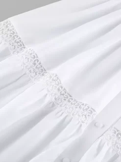 Robe longue bohème à volants pour femme - Robe d'été chic en dentelle blanche à encolure carrée - Vacances d'été à la plage 2026