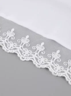 Robe longue bohème à volants pour femme - Robe d'été chic en dentelle blanche à encolure carrée - Vacances d'été à la plage 2026