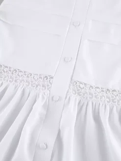 Robe longue bohème à volants pour femme - Robe d'été chic en dentelle blanche à encolure carrée - Vacances d'été à la plage 2026