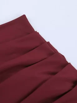 Robe longue bordeaux asymétrique pour femme - Élégante robe moulante froncée - Tenue de soirée chic et raffinée 2026