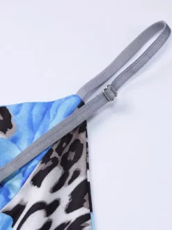 Robe longue bustier imprimée léopard bleu pour femme style urbain audacieux
