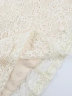 Robe longue en dentelle esthétique pour femme - Robe moulante froncée abricot - Tenue d'invitée aux mariages d'été 2026