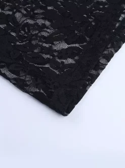 Robe longue en dentelle florale transparente pour femme - Robe moulante noire gothique sans manches - Tenue de soirée d'été 2026