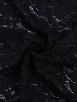 Robe longue en dentelle florale transparente pour femme - Robe moulante noire gothique sans manches - Tenue de soirée d'été 2026