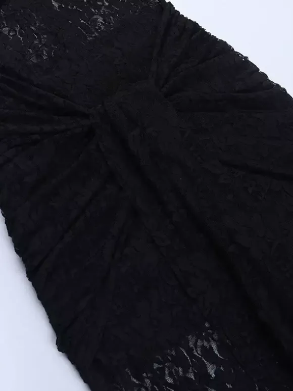 Robe longue en dentelle florale transparente pour femme - Robe moulante noire gothique sans manches - Tenue de soirée d'été 2026