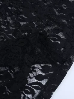 Robe longue en dentelle florale transparente pour femme - Robe moulante noire gothique sans manches - Tenue de soirée d'été 2026