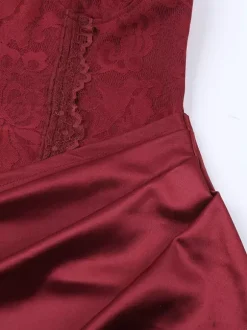 Robe longue en dentelle style corset pour femme - Robe moulante drapée et froncée - Tenues de soirée printanières 2026