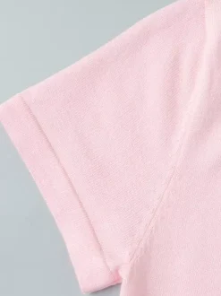 Robe longue en maille rose pâle à col V pour femme style élégant au quotidien