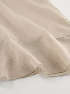 Robe longue en mousseline transparente pour femme - Style bohème kaki manches évasées à volants col en V coupe fluide - Collection printemps-été décontractée 2026