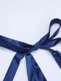 Robe longue fendue bleu roi pour femme - Élégante robe dos nu asymétrique à volants - Tenue de soirée d'été glamour vintage 2026