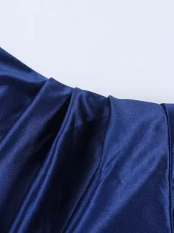 Robe longue fendue bleu roi pour femme - Élégante robe dos nu asymétrique à volants - Tenue de soirée d'été glamour vintage 2026
