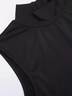 Robe longue maxi dos nu pour femme - Robe moulante noire à col montant et détail papillon - Tenue de soirée estivale 2026