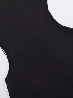 Robe longue maxi dos nu pour femme - Robe moulante noire à col montant et détail papillon - Tenue de soirée estivale 2026