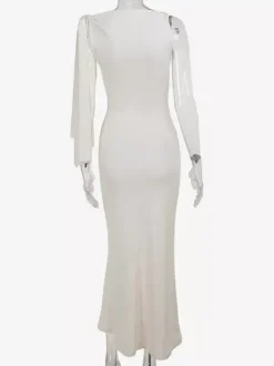 Robe longue maxi épaules dénudées pour femme - Robe moulante élégante et minimaliste - Soirée de gala d'été 2026