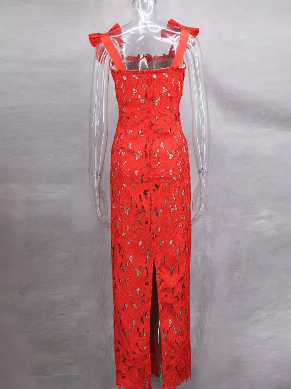 Robe longue moulante avec bretelles en n艙ud Robe longue de soirée d'été pour femme 2026
