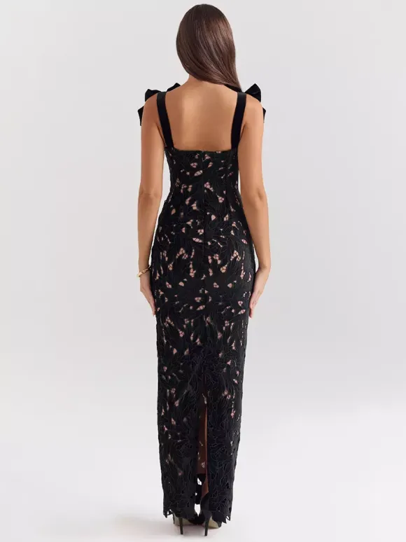 Robe longue moulante avec bretelles en n艙ud Robe longue de soirée d'été pour femme 2026