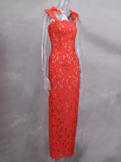 Robe longue moulante avec bretelles en n艙ud Robe longue de soirée d'été pour femme 2026