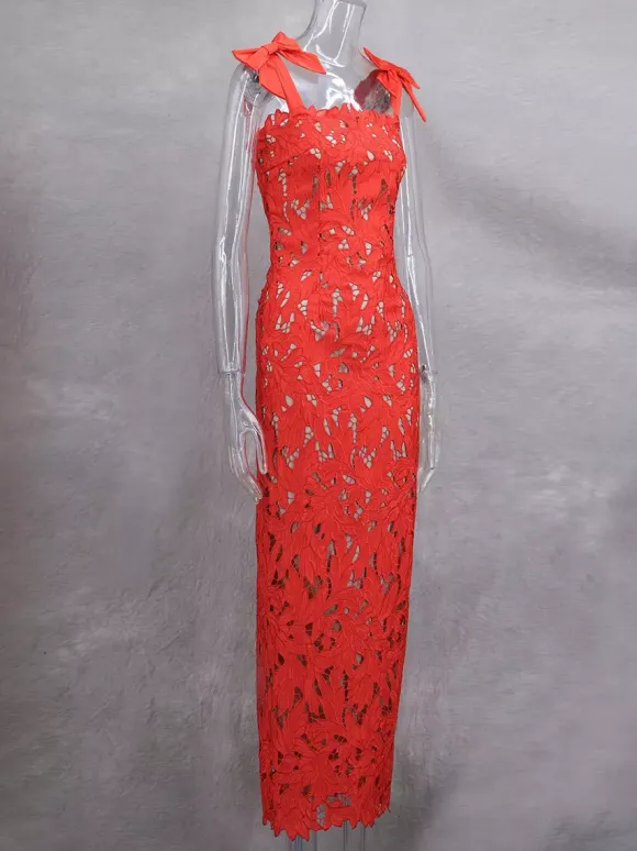 Robe longue moulante avec bretelles en n艙ud Robe longue de soirée d'été pour femme 2026