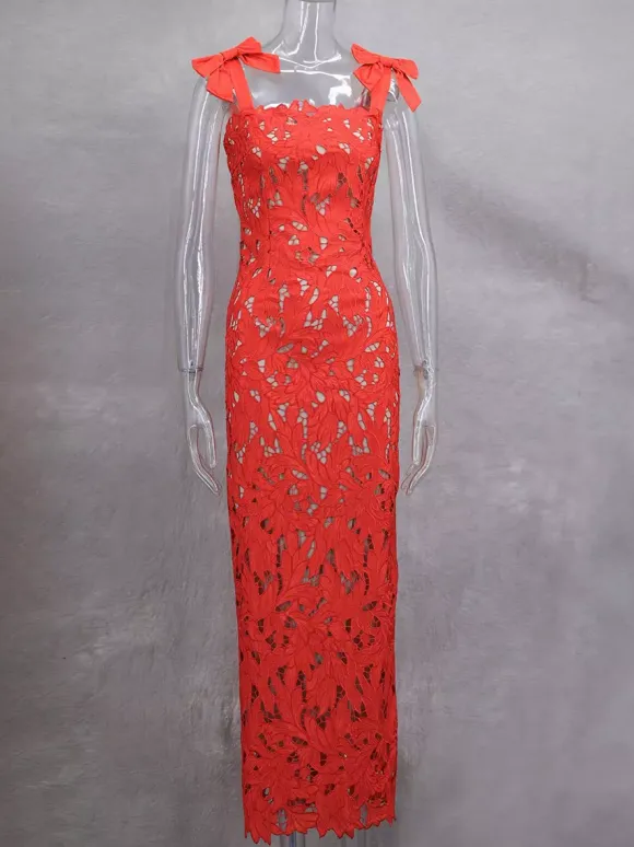 Robe longue moulante avec bretelles en n艙ud Robe longue de soirée d'été pour femme 2026