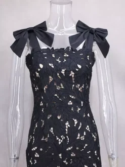 Robe longue moulante avec bretelles en n艙ud Robe longue de soirée d'été pour femme 2026