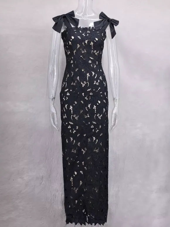Robe longue moulante avec bretelles en n艙ud Robe longue de soirée d'été pour femme 2026