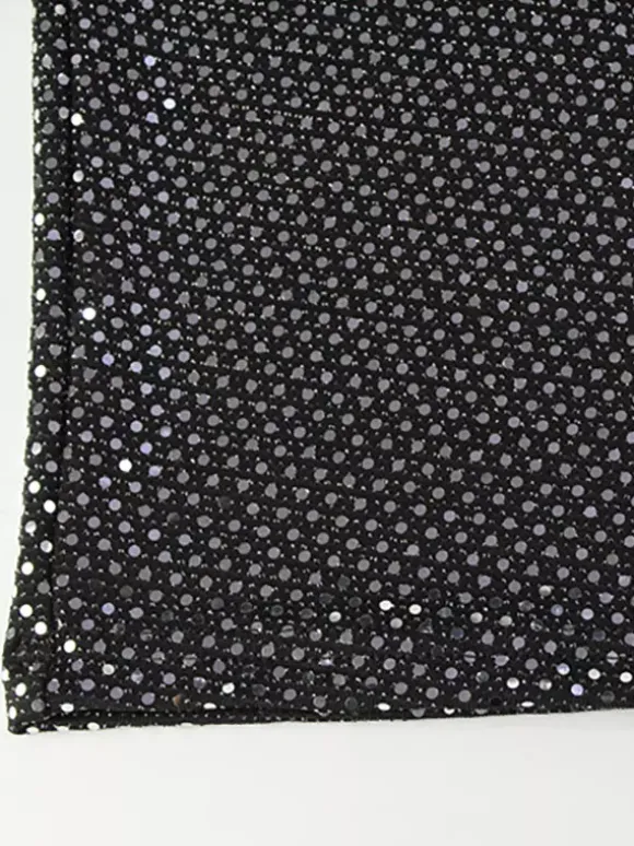 Robe longue moulante à sequins scintillants et froncés pour femme - Robe noire à col bateau et manches longues - Soirée de gala du printemps 2026