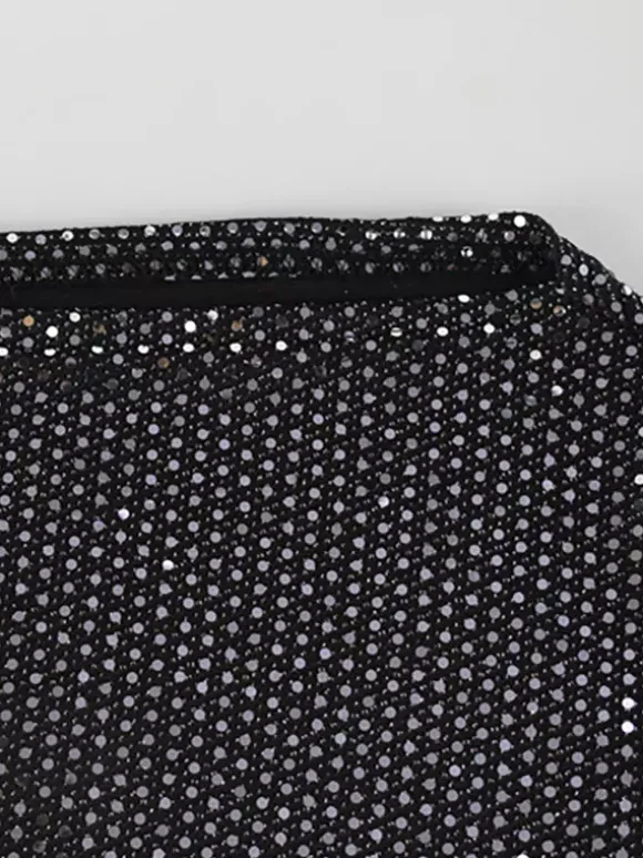 Robe longue moulante à sequins scintillants et froncés pour femme - Robe noire à col bateau et manches longues - Soirée de gala du printemps 2026