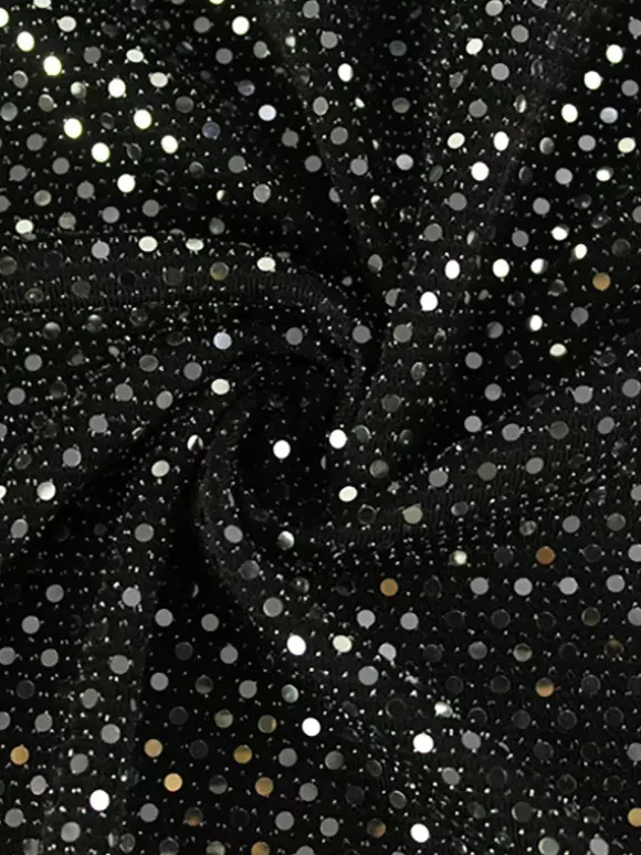 Robe longue moulante à sequins scintillants et froncés pour femme - Robe noire à col bateau et manches longues - Soirée de gala du printemps 2026