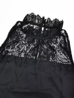 Robe longue noire sans manches à col rond bicolore Daily Dresses pour femme