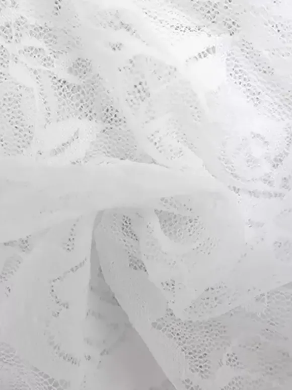 Robe longue nuisette en dentelle transparente à volants pour femme - Robe moulante blanche sexy à ourlet asymétrique et fines bretelles - Soirée de gala d'été 2026