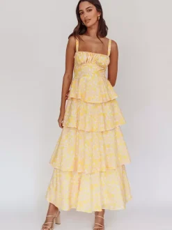 Robe longue nuisette à volants imprimée de fleurs pour femme - Robe d'été bohème à bretelles et à volants - Vacances d'été à la plage 2026