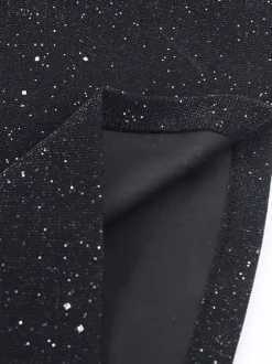 Robe longue à paillettes épaules dénudées pour femme - Robe sirène à manches longues en maille scintillante - Tenues de soirée de gala printanières 2026