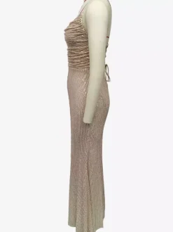 Robe longue à paillettes scintillantes en champagne à lacets à bretelles spaghetti froncées robe de soirée pour femmes 2026