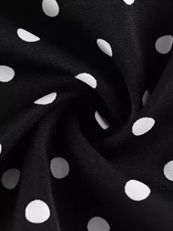 Robe longue à pois pour femme - Robe crayon moulante noire vintage à col Claudine - Idéale pour une soirée d'été (2026)