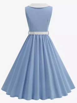 Robe longue rouge sans manches à col Claudine et coupe trapèze pour femme style vintage chic